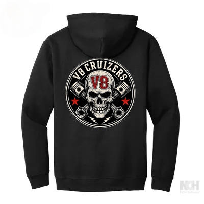 Zwarte hoodie met logo rug en borst